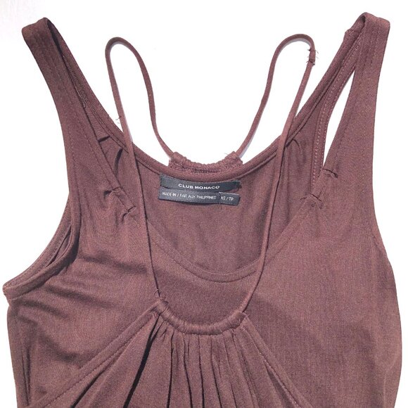 Club Monaco double layer tank top women size XS chocolate brown spaghetti straps - Picture 7 of 10